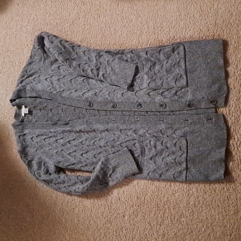 Loft cable knit sweater gray medium